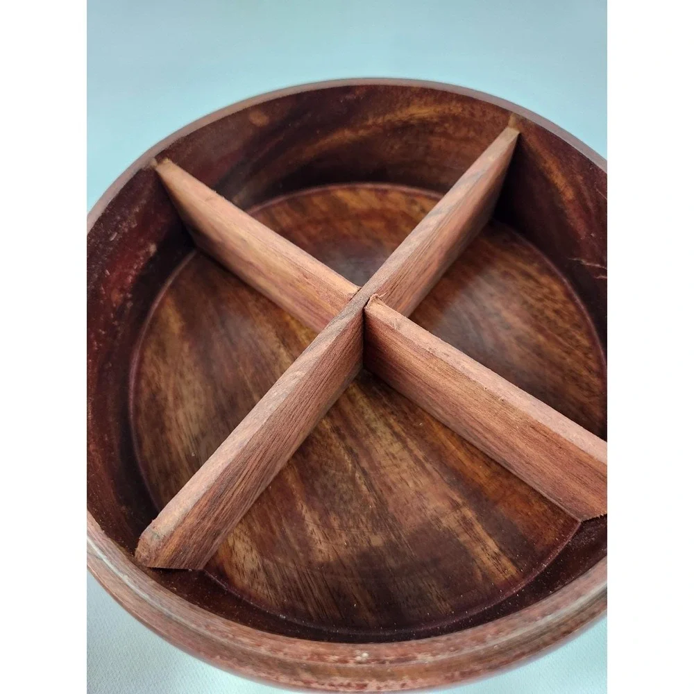 Handcrafted‎ Wooden Chapati Box Wood Divided Floral Carving Decorative Container